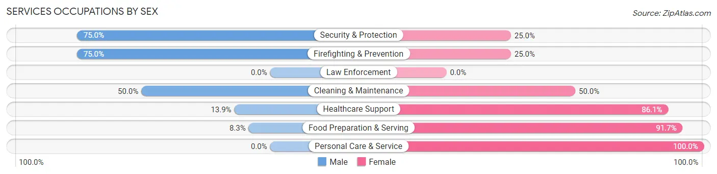 Services Occupations by Sex in Zip Code 04418