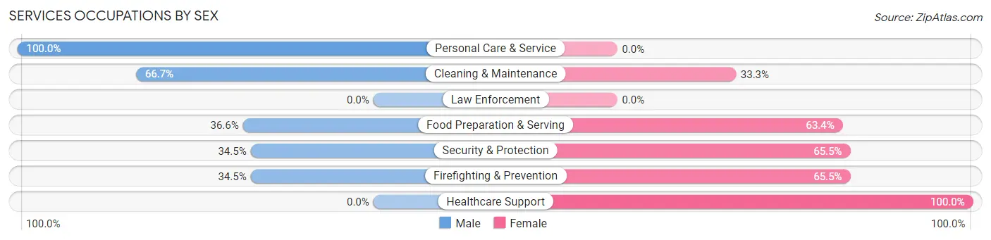 Services Occupations by Sex in Zip Code 04429