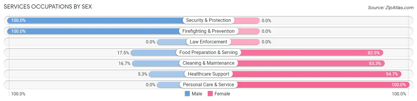 Services Occupations by Sex in Zip Code 04450