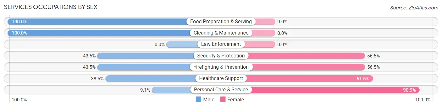 Services Occupations by Sex in Zip Code 04459