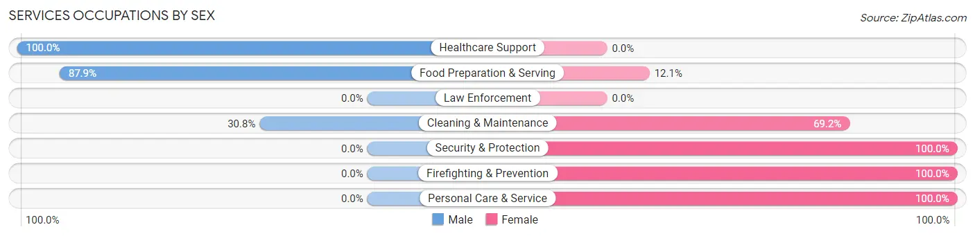 Services Occupations by Sex in Zip Code 04461
