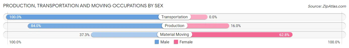 Production, Transportation and Moving Occupations by Sex in Zip Code 04469