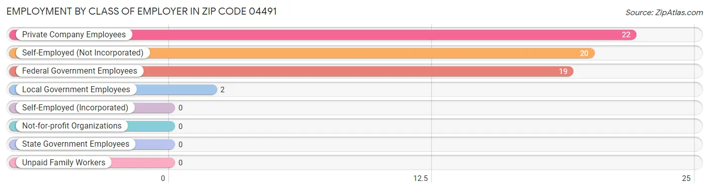 Employment by Class of Employer in Zip Code 04491