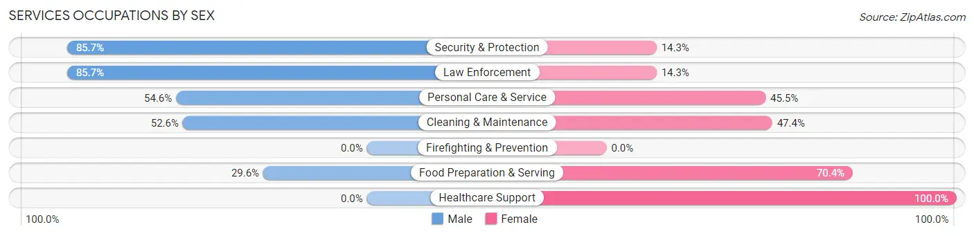 Services Occupations by Sex in Zip Code 04493