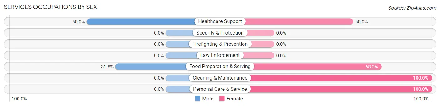 Services Occupations by Sex in Zip Code 04535