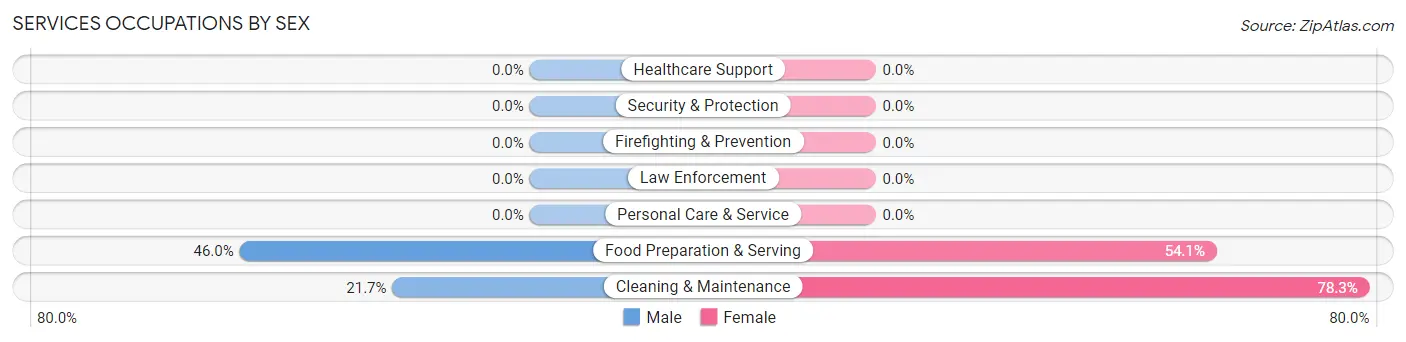 Services Occupations by Sex in Zip Code 04538