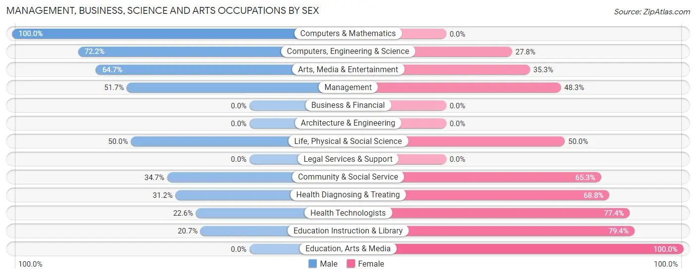 Management, Business, Science and Arts Occupations by Sex in Zip Code 04543