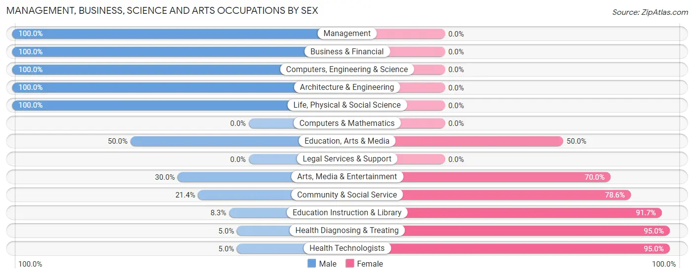 Management, Business, Science and Arts Occupations by Sex in Zip Code 04573