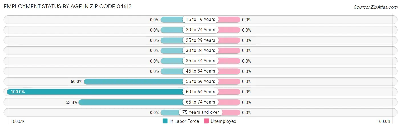 Employment Status by Age in Zip Code 04613