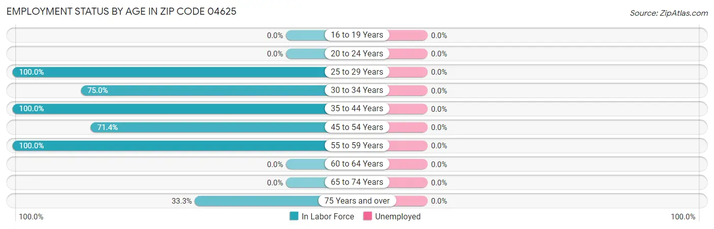 Employment Status by Age in Zip Code 04625