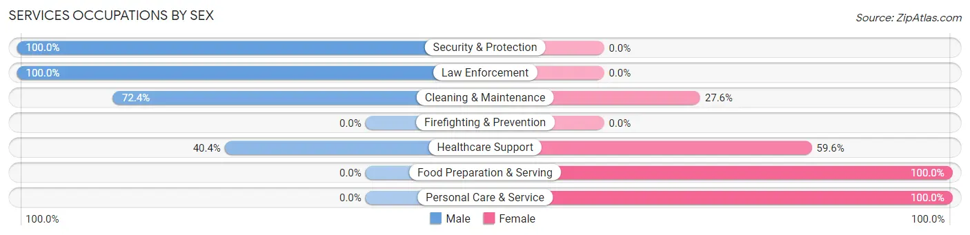 Services Occupations by Sex in Zip Code 04630
