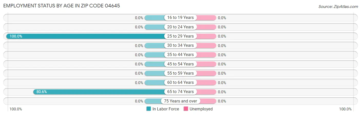 Employment Status by Age in Zip Code 04645