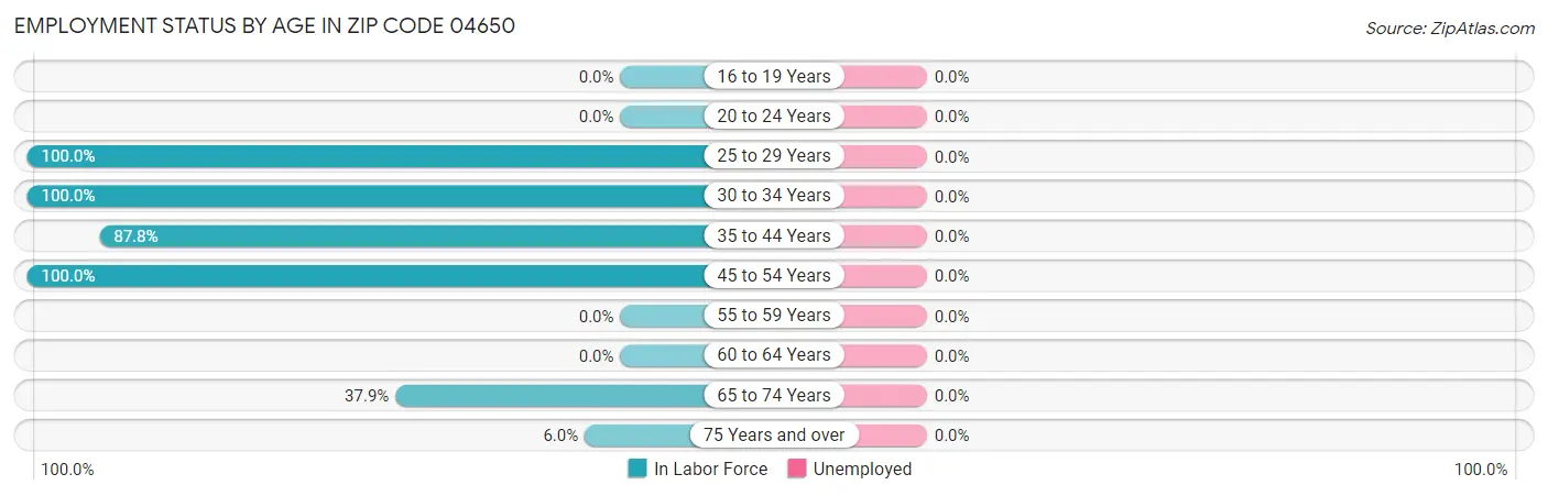Employment Status by Age in Zip Code 04650