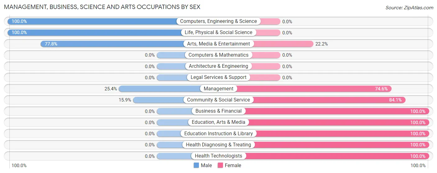 Management, Business, Science and Arts Occupations by Sex in Zip Code 04655