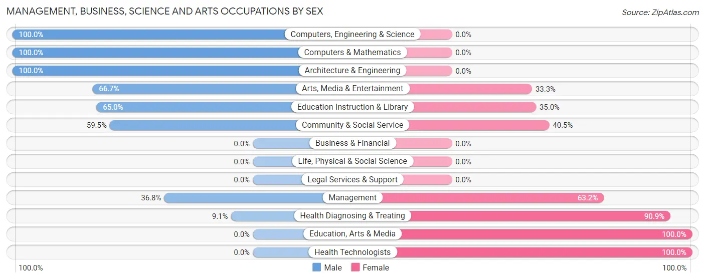 Management, Business, Science and Arts Occupations by Sex in Zip Code 04671