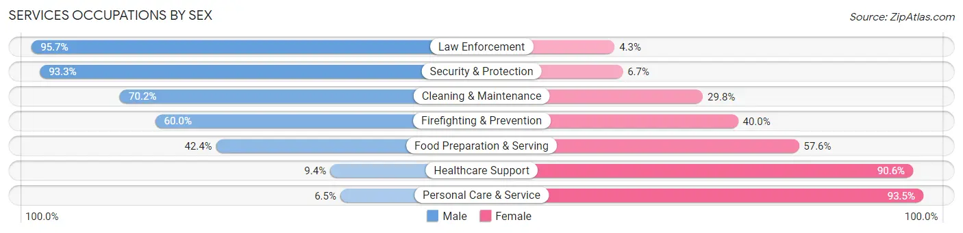 Services Occupations by Sex in Zip Code 04730