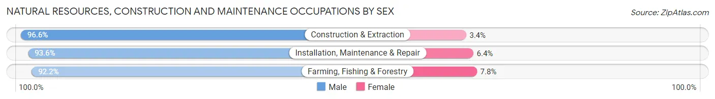 Natural Resources, Construction and Maintenance Occupations by Sex in Zip Code 04736