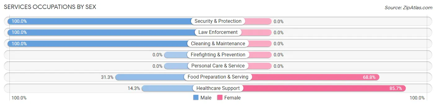 Services Occupations by Sex in Zip Code 04740