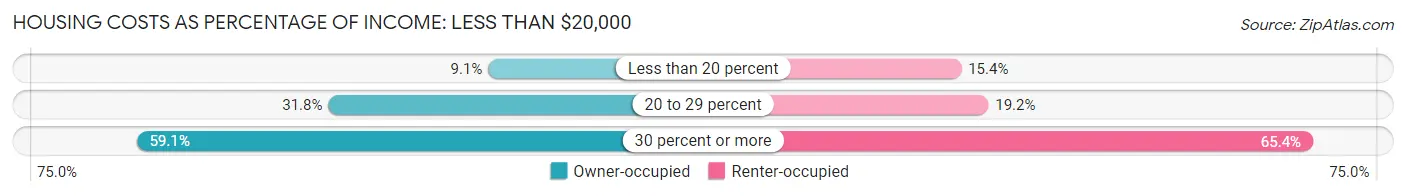 Housing Costs as Percentage of Income in Zip Code 04765: <span>Less than $20,000</span>