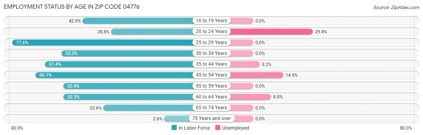 Employment Status by Age in Zip Code 04776