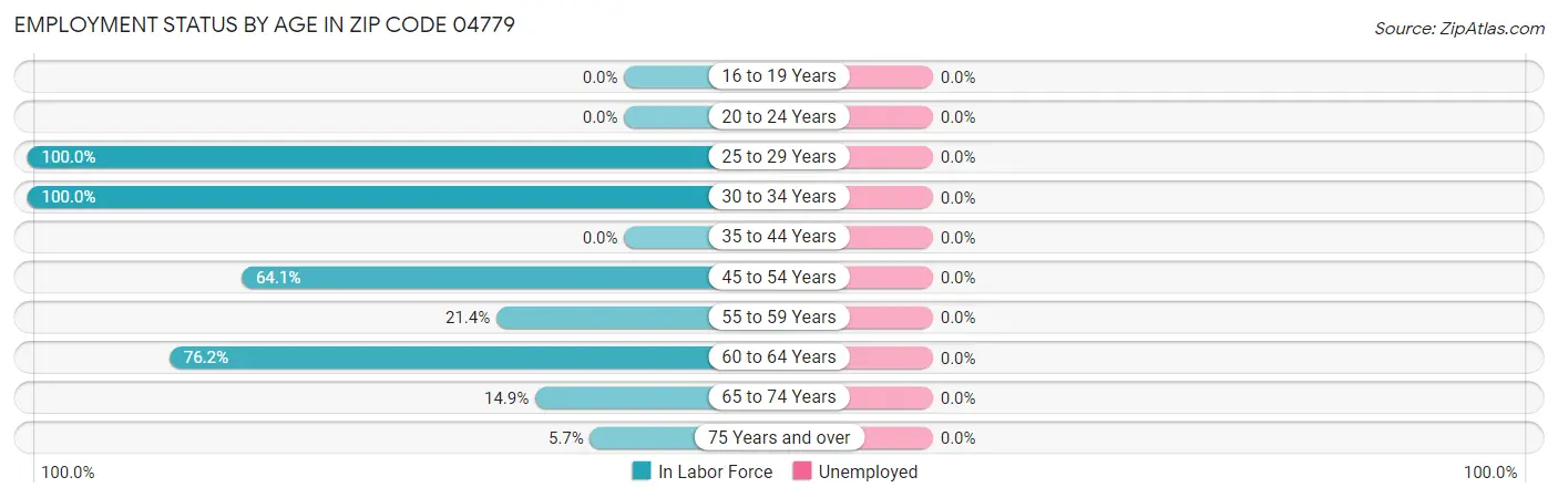Employment Status by Age in Zip Code 04779
