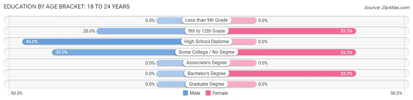 Education By Age Bracket in Zip Code 04783: 18 to 24 Years