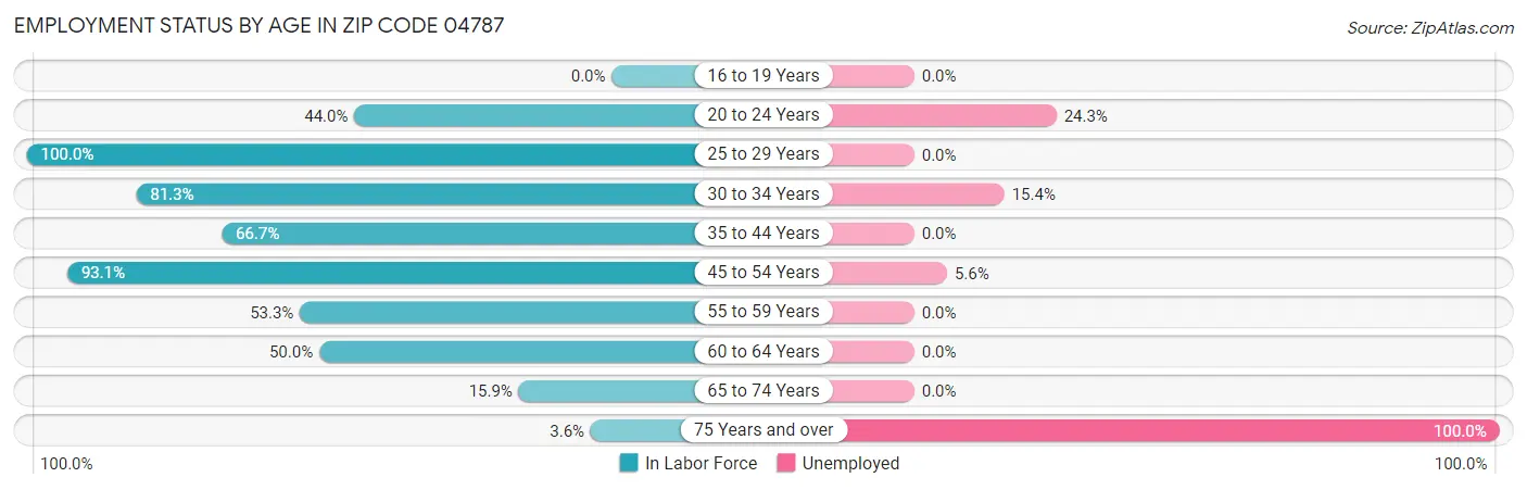 Employment Status by Age in Zip Code 04787