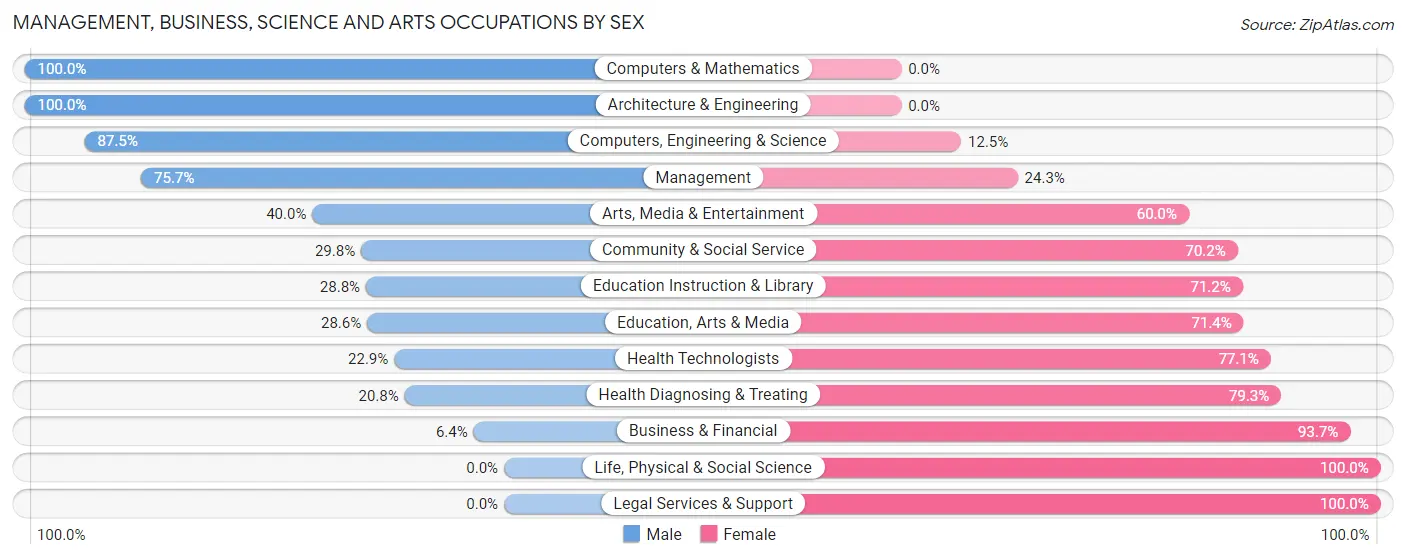 Management, Business, Science and Arts Occupations by Sex in Zip Code 04847