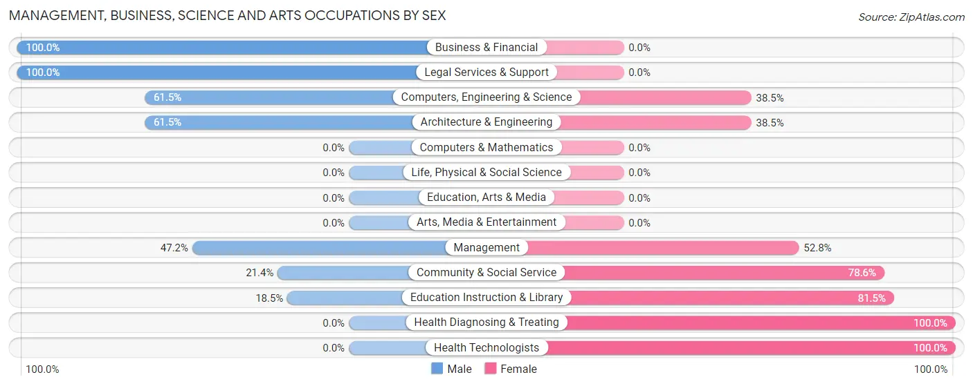 Management, Business, Science and Arts Occupations by Sex in Zip Code 04848