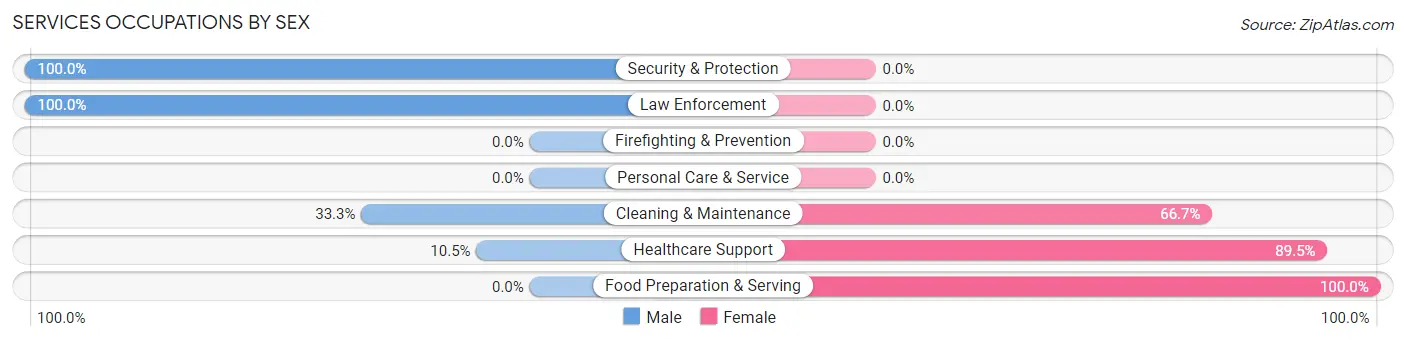Services Occupations by Sex in Zip Code 04912