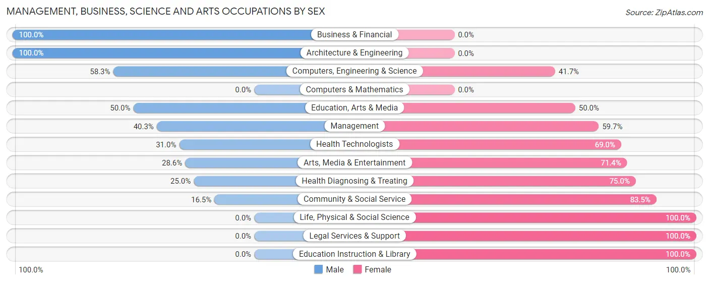 Management, Business, Science and Arts Occupations by Sex in Zip Code 04928