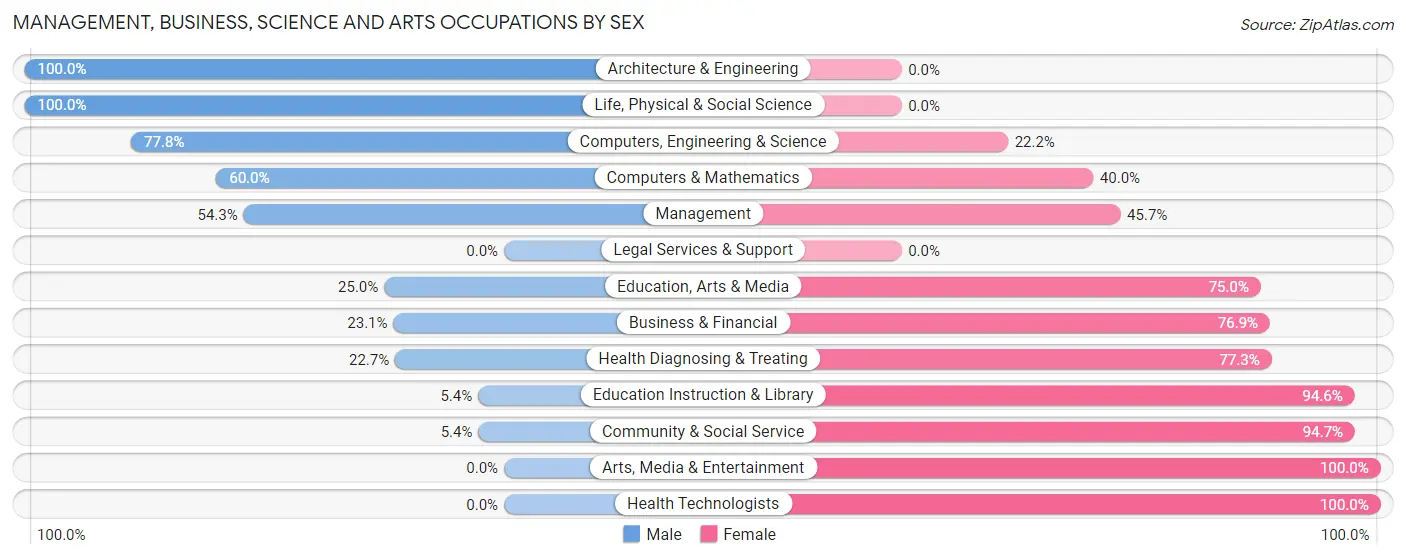 Management, Business, Science and Arts Occupations by Sex in Zip Code 04941
