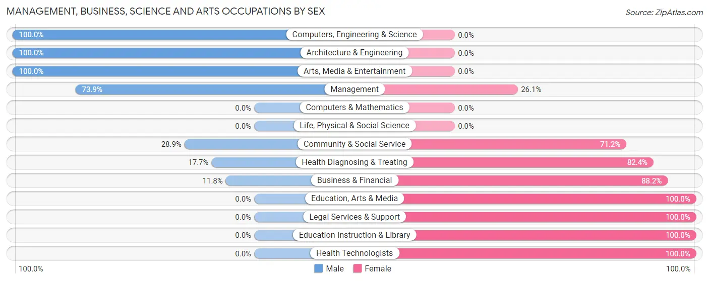 Management, Business, Science and Arts Occupations by Sex in Zip Code 04942