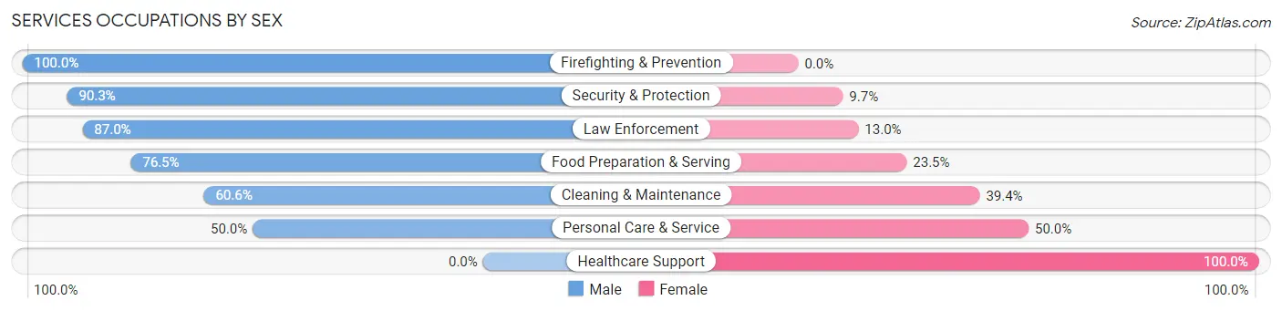 Services Occupations by Sex in Zip Code 04952
