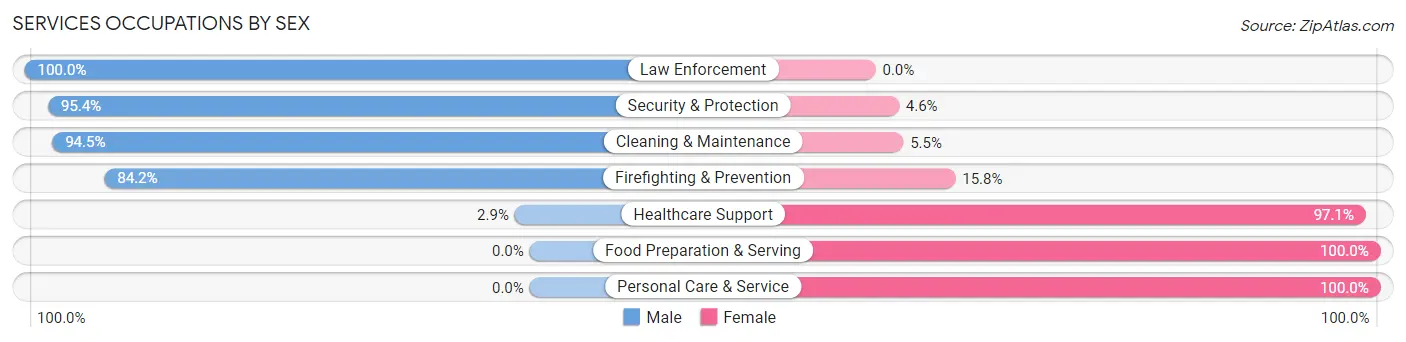 Services Occupations by Sex in Zip Code 04957