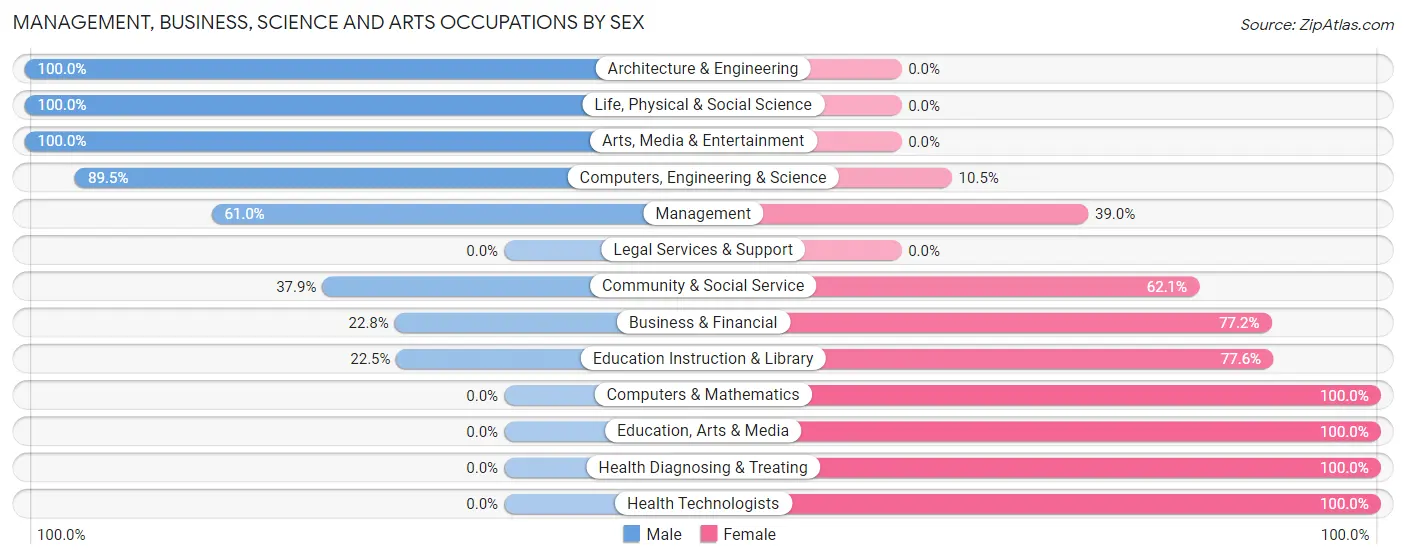 Management, Business, Science and Arts Occupations by Sex in Zip Code 04967