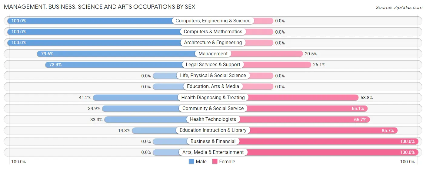 Management, Business, Science and Arts Occupations by Sex in Zip Code 04971