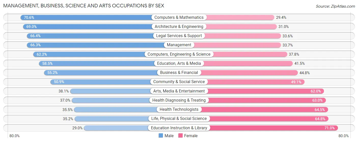 Management, Business, Science and Arts Occupations by Sex in Zip Code 22101