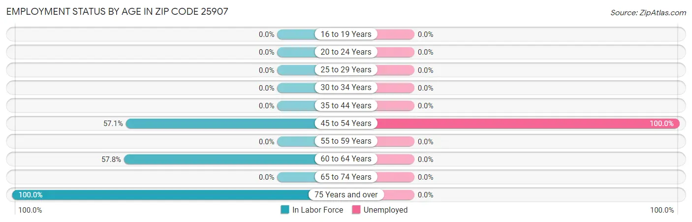 Employment Status by Age in Zip Code 25907
