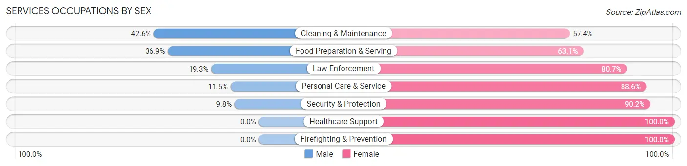 Services Occupations by Sex in Zip Code 39702