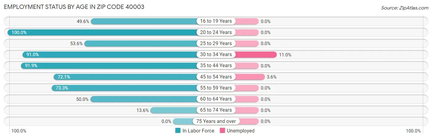 Employment Status by Age in Zip Code 40003