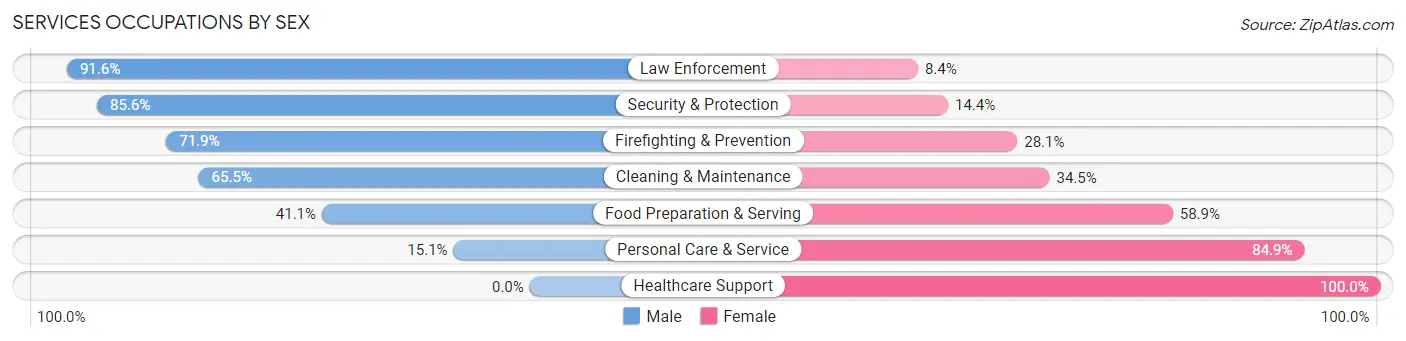 Services Occupations by Sex in Zip Code 40004