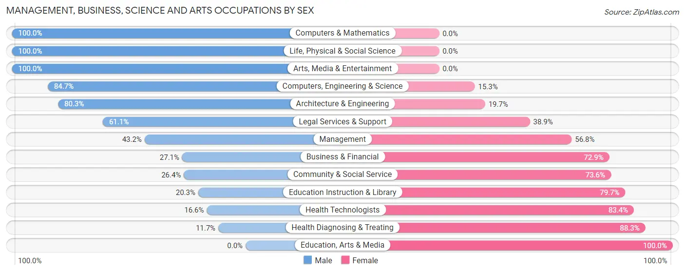 Management, Business, Science and Arts Occupations by Sex in Zip Code 40033