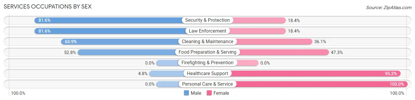 Services Occupations by Sex in Zip Code 40033