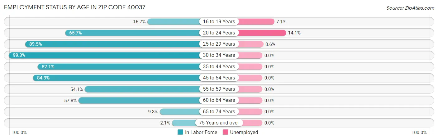 Employment Status by Age in Zip Code 40037