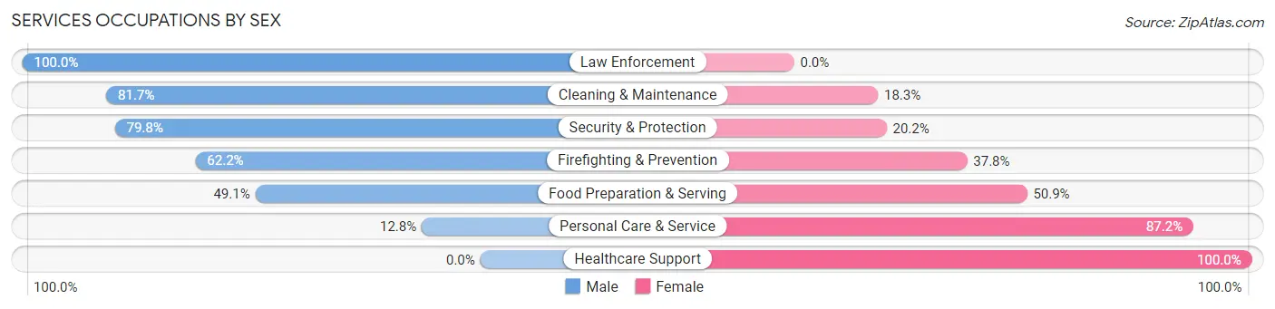 Services Occupations by Sex in Zip Code 40047