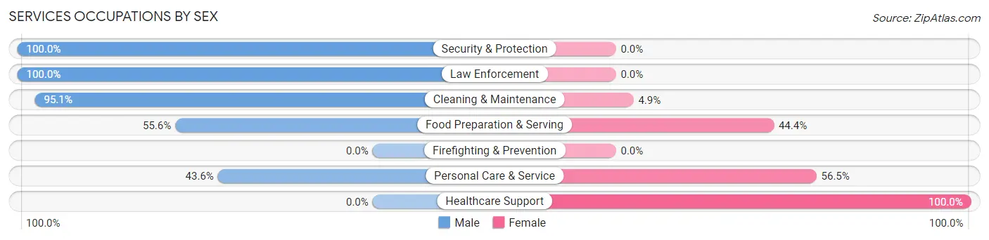 Services Occupations by Sex in Zip Code 40057