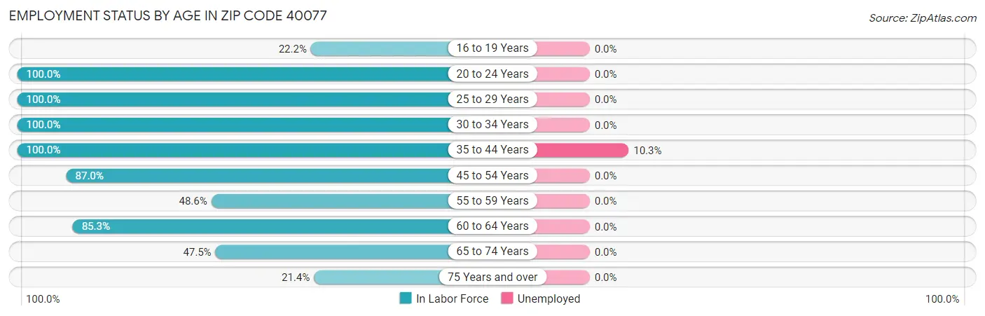 Employment Status by Age in Zip Code 40077