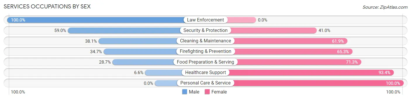 Services Occupations by Sex in Zip Code 40108