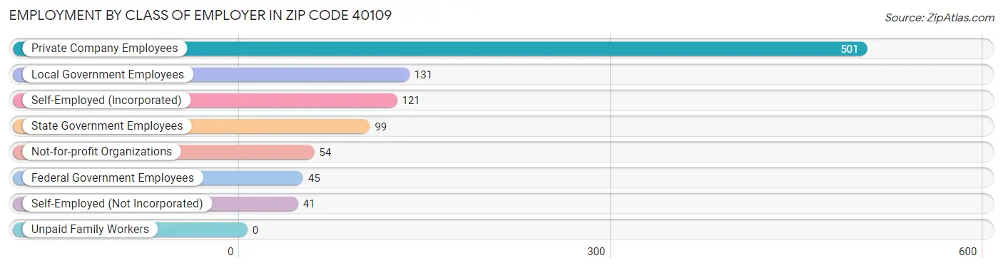 Employment by Class of Employer in Zip Code 40109